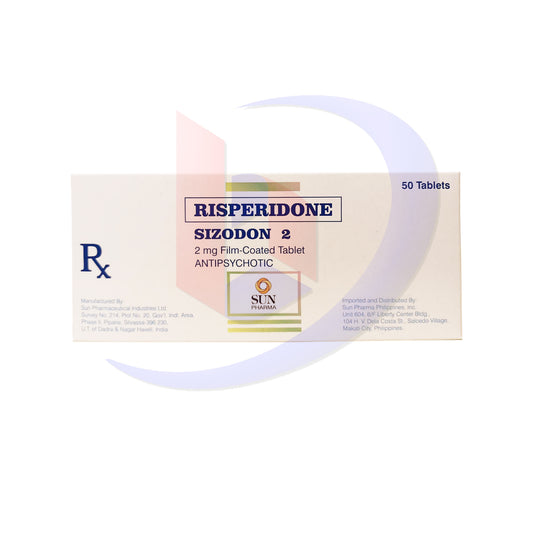 Risperidone (Sizodon 2) 2mg Film Coated Antipsychotic Tablets 50's