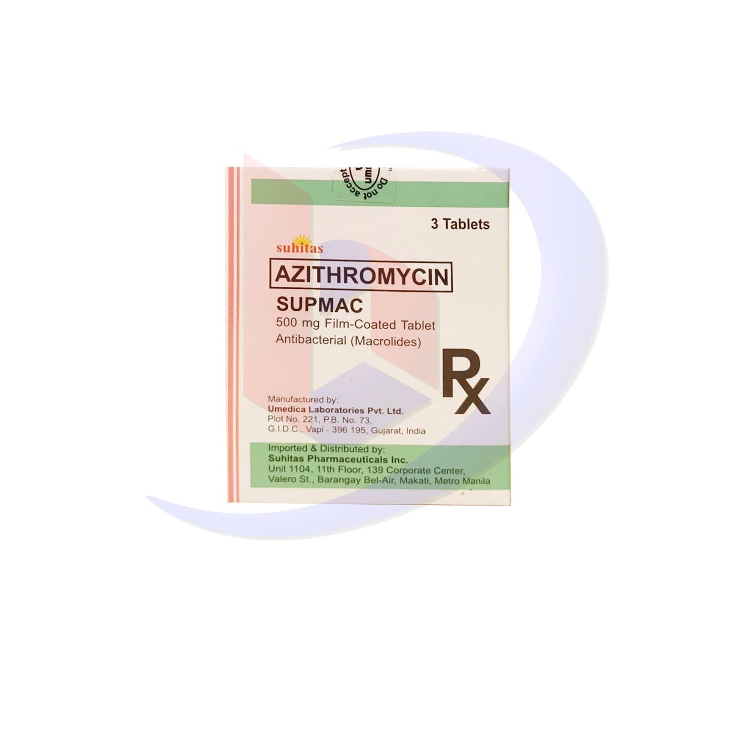 Azithromycin (Supmac) 500mg Film Coated Antibacterial Tablet 3's