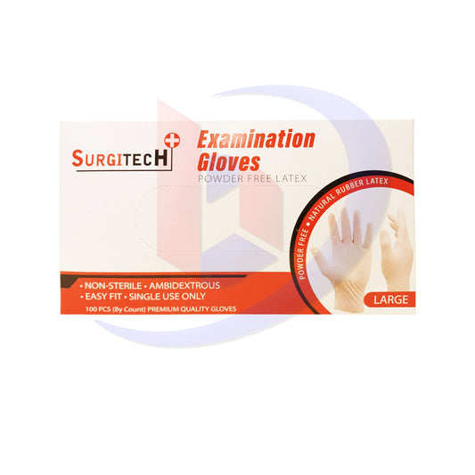 Examination Gloves (Surgitech) Powder Free Latex (Large) Pieces 100's