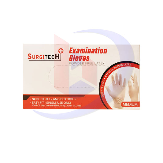 Examination Gloves (Surgitech) Powder Free Latex (Medium) Pieces 100's