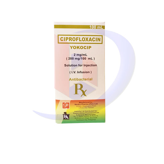 Ciprofloxacin (Yokocip) 2mg/ml (200mg/ml) Solution fdor Injection 100ml