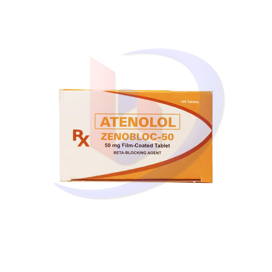 Atenolol (Zenobloc 50) 50mg Film Coated Beta Blocking Agent Tablet 100's