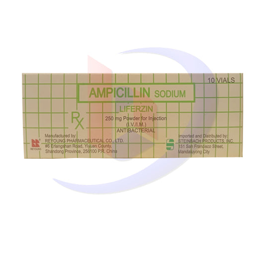 Ampicillin Sodium (Liferzin) 250mg Powder for Injection I.V/I.M Vials 10's