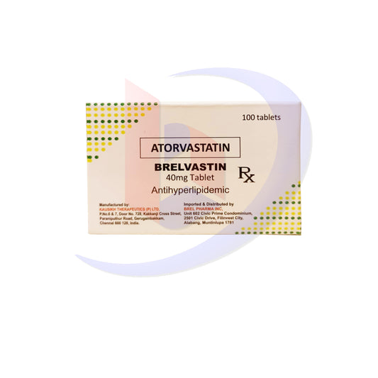 Atorvastatin (Brelvastin) 40mg Antihyperlipidemic Tablet 100's