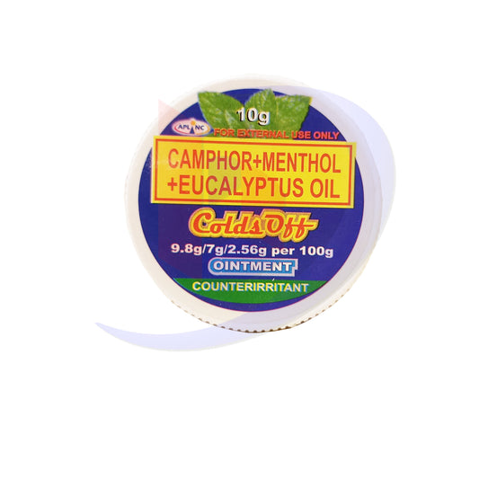 Camphor + Menthol + Eucalyptus Oil (Colds Off) 9.8g/7g/2.56g/ per 100g 10g Pieces 1's