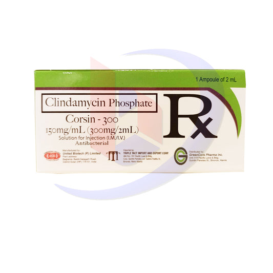 Clindamycin Phospate (Corsin) 300/150mg/ml (300mg/2ml) Solution for Injection (IM/IV)