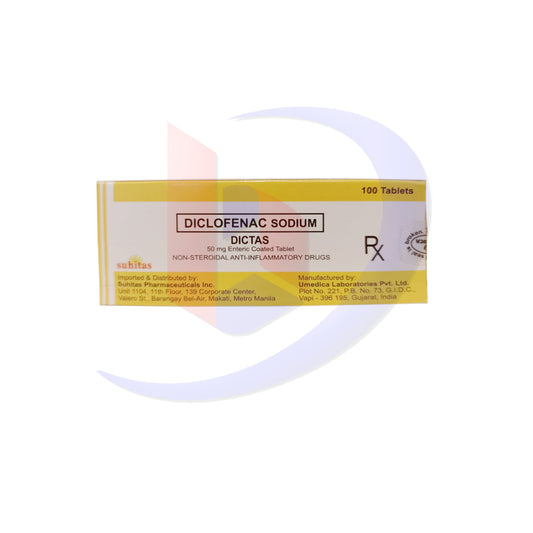 Diclofenac Sodium (Dictas) 50mg Enteric Coated Tablet 100's