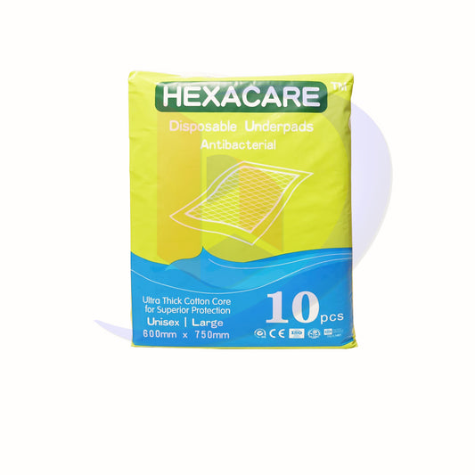 Disposable Underpads (Hexacare) Antibacterial Ultra Thick Cotton Large Pieces 10's