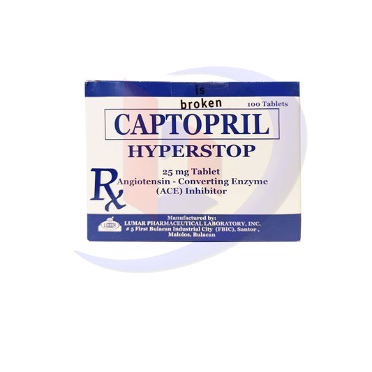 Captopril (Hyperstop) 25mg Angiotensin Converting Enzyme Tablet 100's