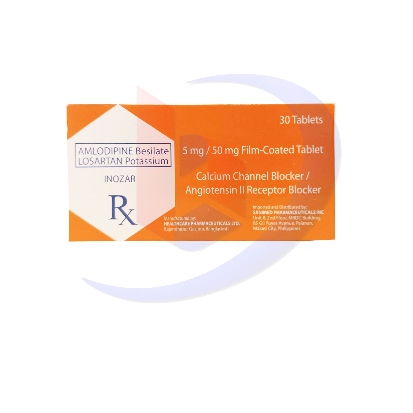 Amlodipine Besilate + Losartan Potassium (Inozar) 5mg/50mg Film Coated Tablet 30's