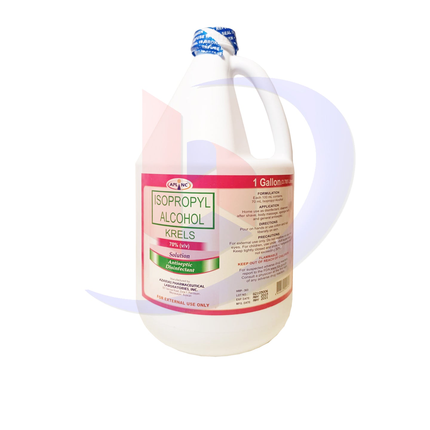 Isopropyl Alcohol (Krels) 70% Solution 3.7 Gallon 1's