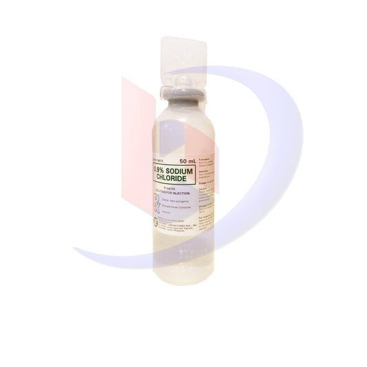 Sodium Chloride 0.9% (Euromed) 9mg/ml Solution for Injection 50ml
